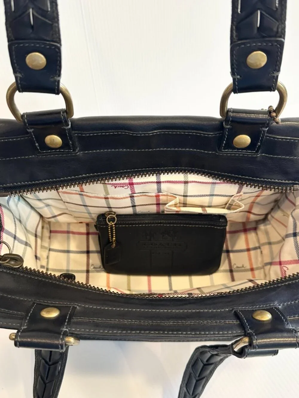 COACH Bleecker Legacy Tattersall Shopper with Matching Mini Pouch - Picture 14 of 16